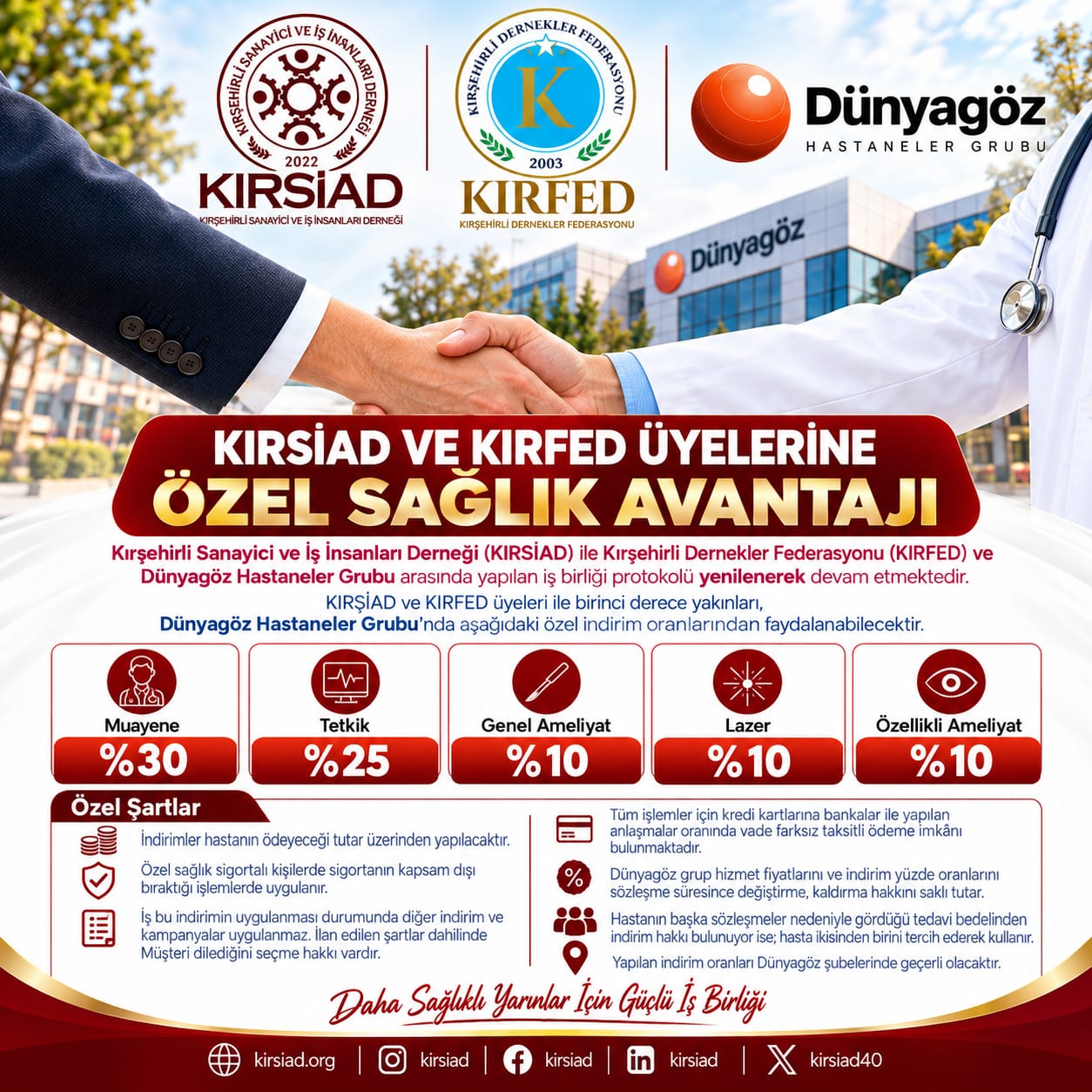 KIRSİAD ve KIRFED Üyelerine Dünyagöz’den Özel Sağlık Avantajı!